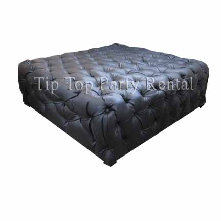 Black Tufted Square Lounge Ottoman 4 x 4