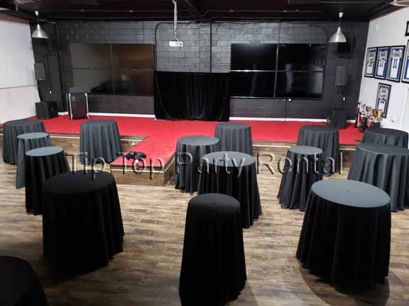 Round Cocktail Tables with Black Table Cloth